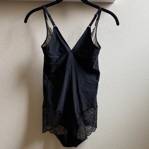 Elegant Black Lace Trim Bodysuit
